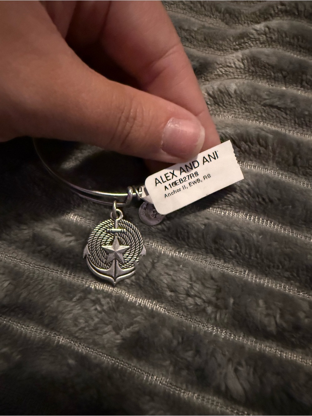 Alex and Ani Silver Anchor & Star Medallion Bangle